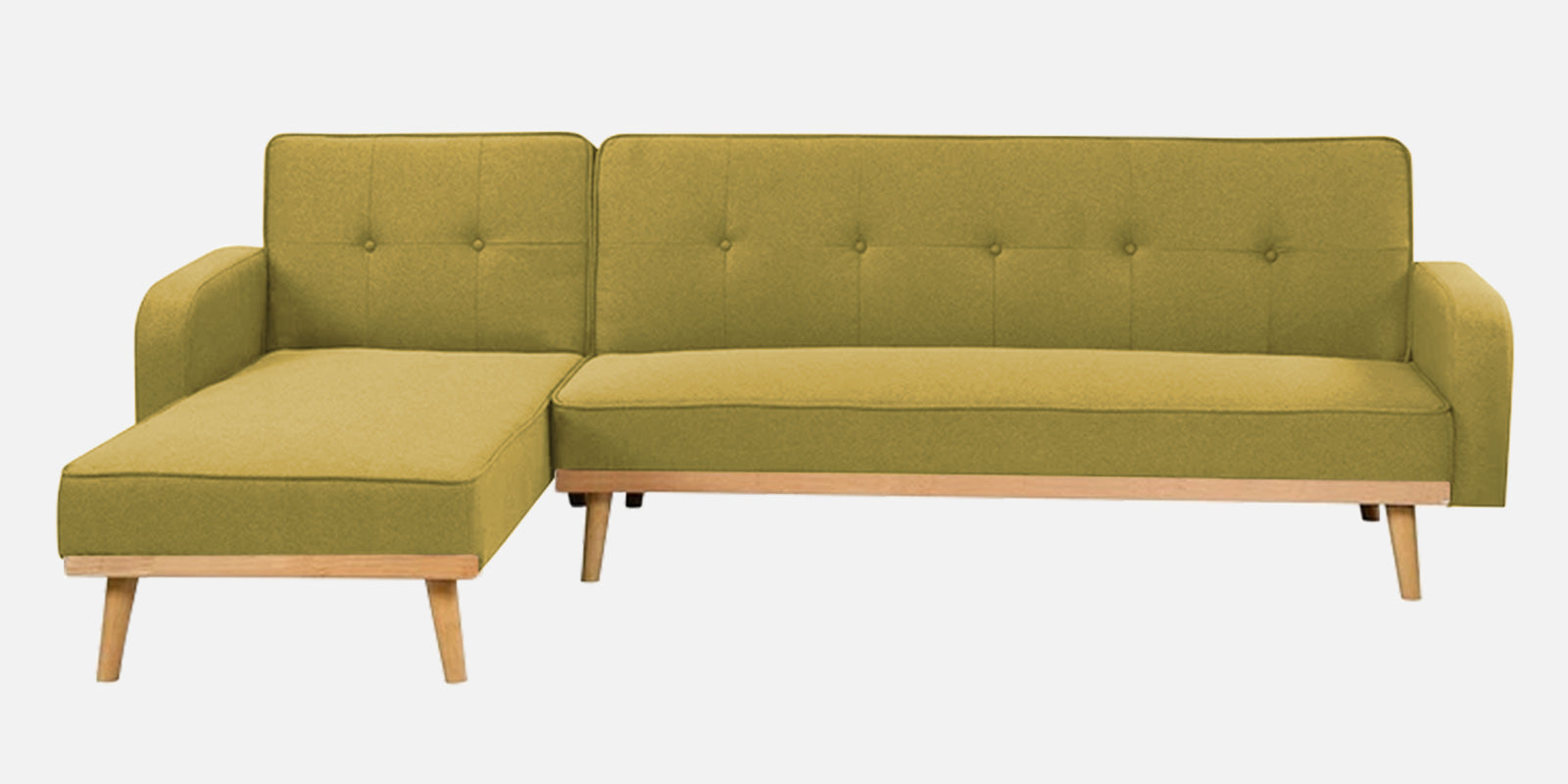 Zuno Fabric RHS Convertible Sofa Cum Bed In Parrot Green Colour - Febonic Living