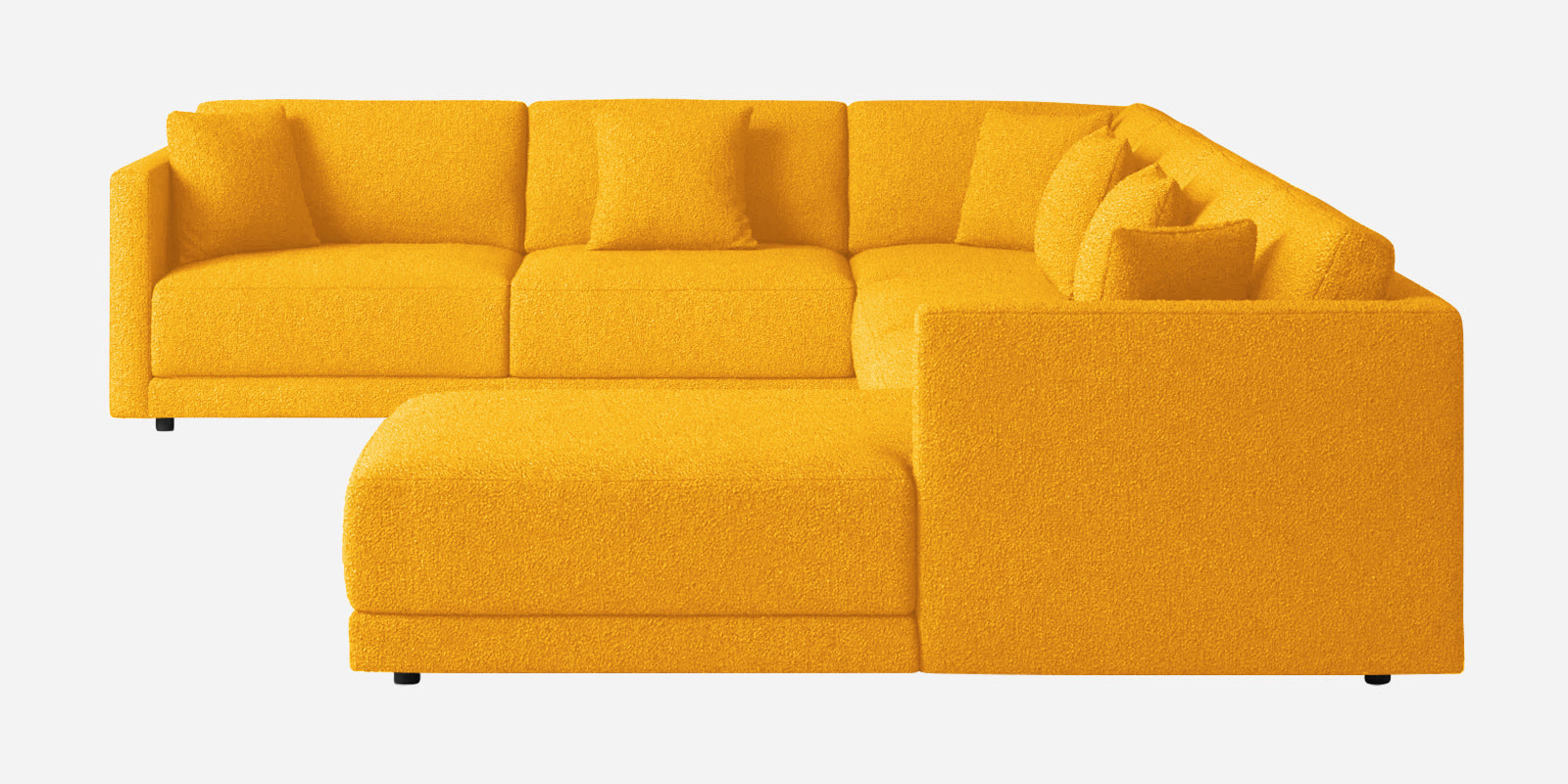 Carlin Fabric LHS 8 Seater Sectional Sofa In Bold Yellow Colour - Febonic Living