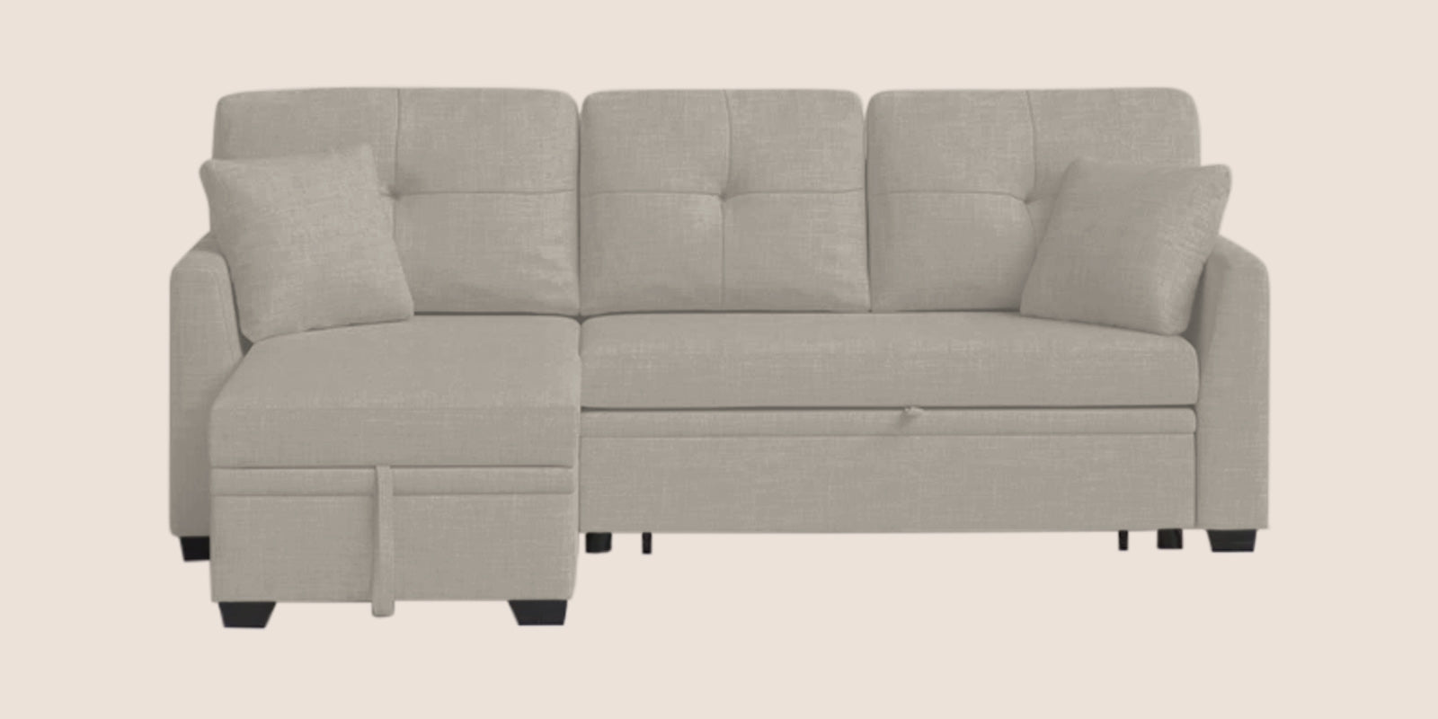 Jody Fabric 3 Seater Pull Out Sofa Cum Bed In Ash Grey Colour With Storage - Febonic Living