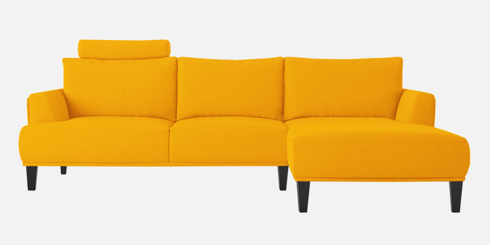 Como Fabric LHS Sectional Sofa (3+Lounger) In Bold Yellow Colour - Febonic Living