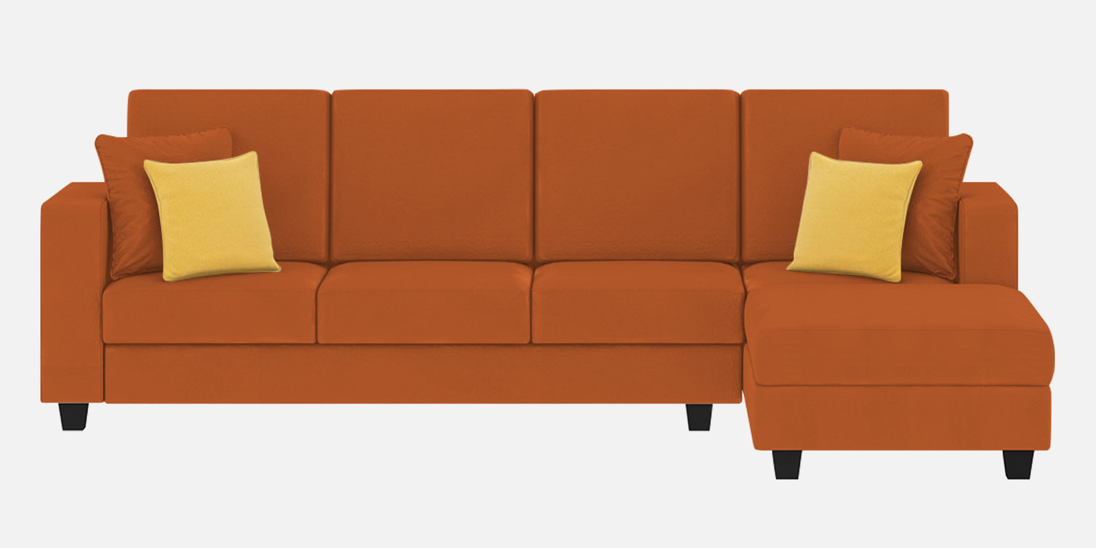 Nabi Fabric LHS Sectional Sofa (3+Lounger) In Vivid Orange Colour - Febonic Living