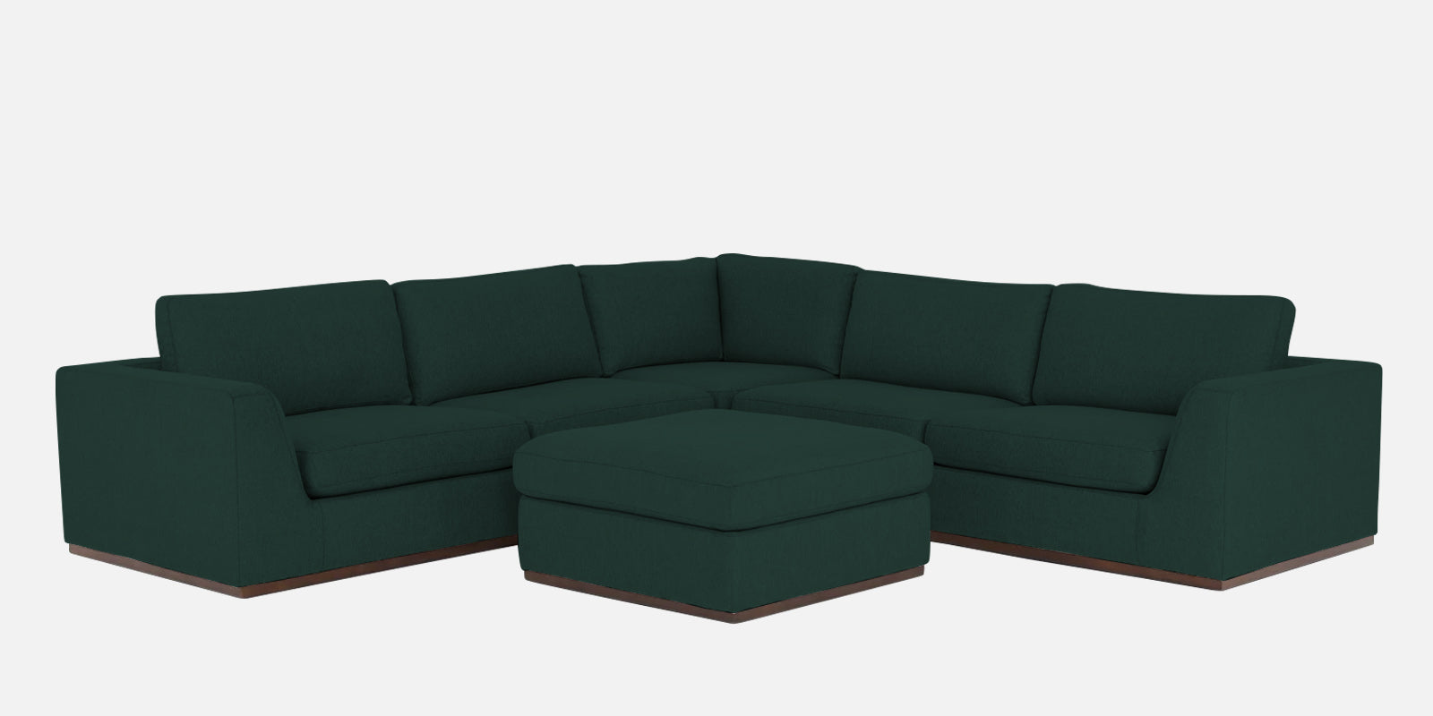 Freedom Velvet 6 Seater RHS Corner Sofa In Forest Green Colour With Ottoman - Febonic Living