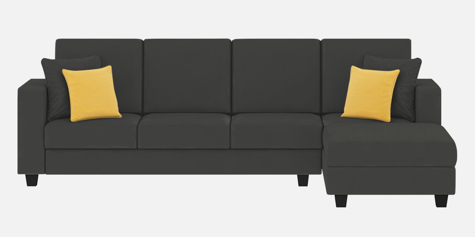 Nabi Fabric LHS Sectional Sofa (3 + Lounger) In Charcoal Grey Colour