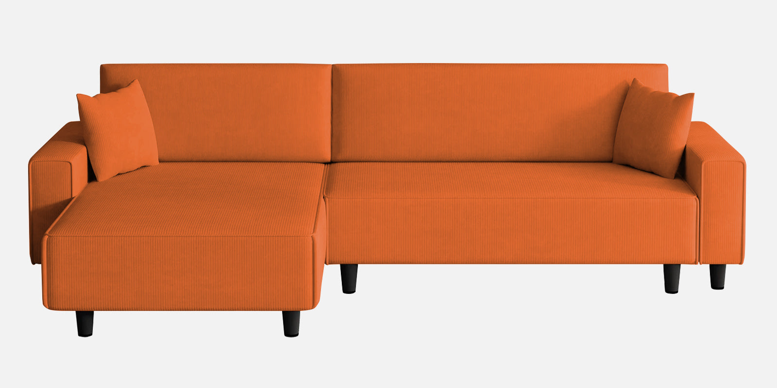 Peach Fabric RHS 6 Seater Sofa Cum Bed With Storage In Vivid Orange Colour - Febonic Living