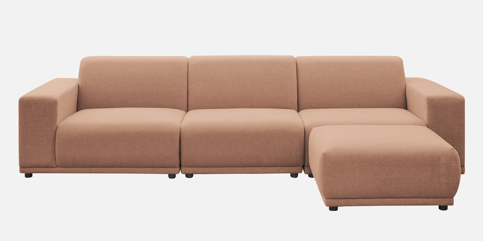 Adam Fabric RHS Sectional Sofa (3+Ottoman Lounger) In Cosmic Beige Colour - Febonic Living