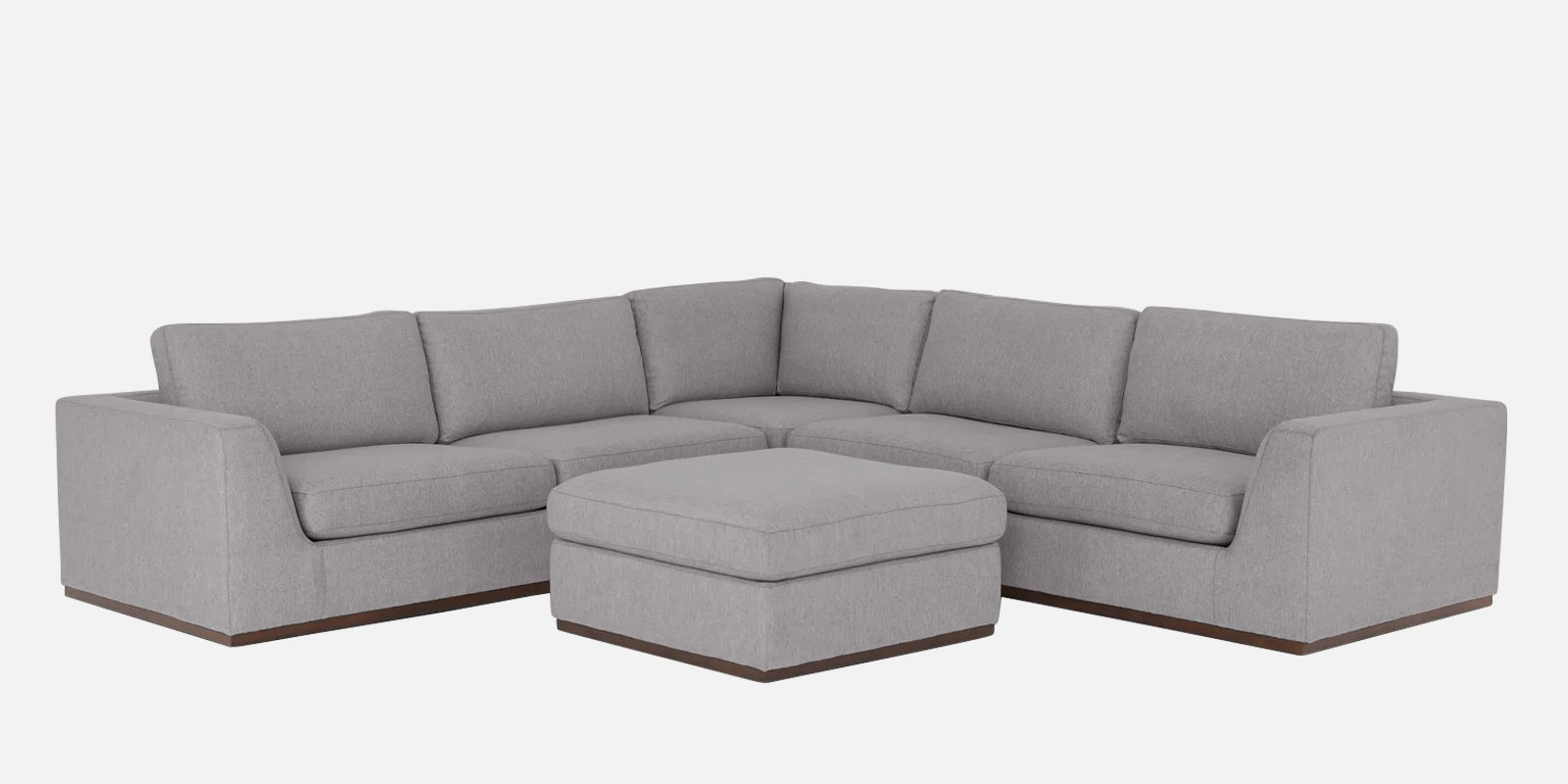 Freedom Velvet 6 Seater LHS Corner Sofa In Concrete Grey Colour With Ottoman - Febonic Living