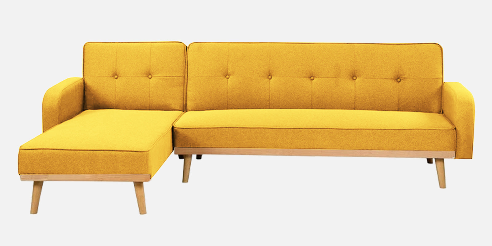 Zuno Fabric RHS Convertible Sofa Cum Bed In Bold Yellow Colour - Febonic Living