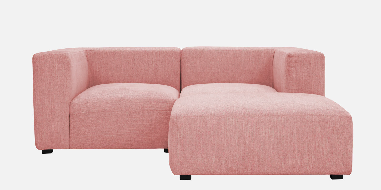 Dora Velvet LHS Sectional Sofa (2+Ottoman Lounger) In Millennial Pink Colour - Febonic Living