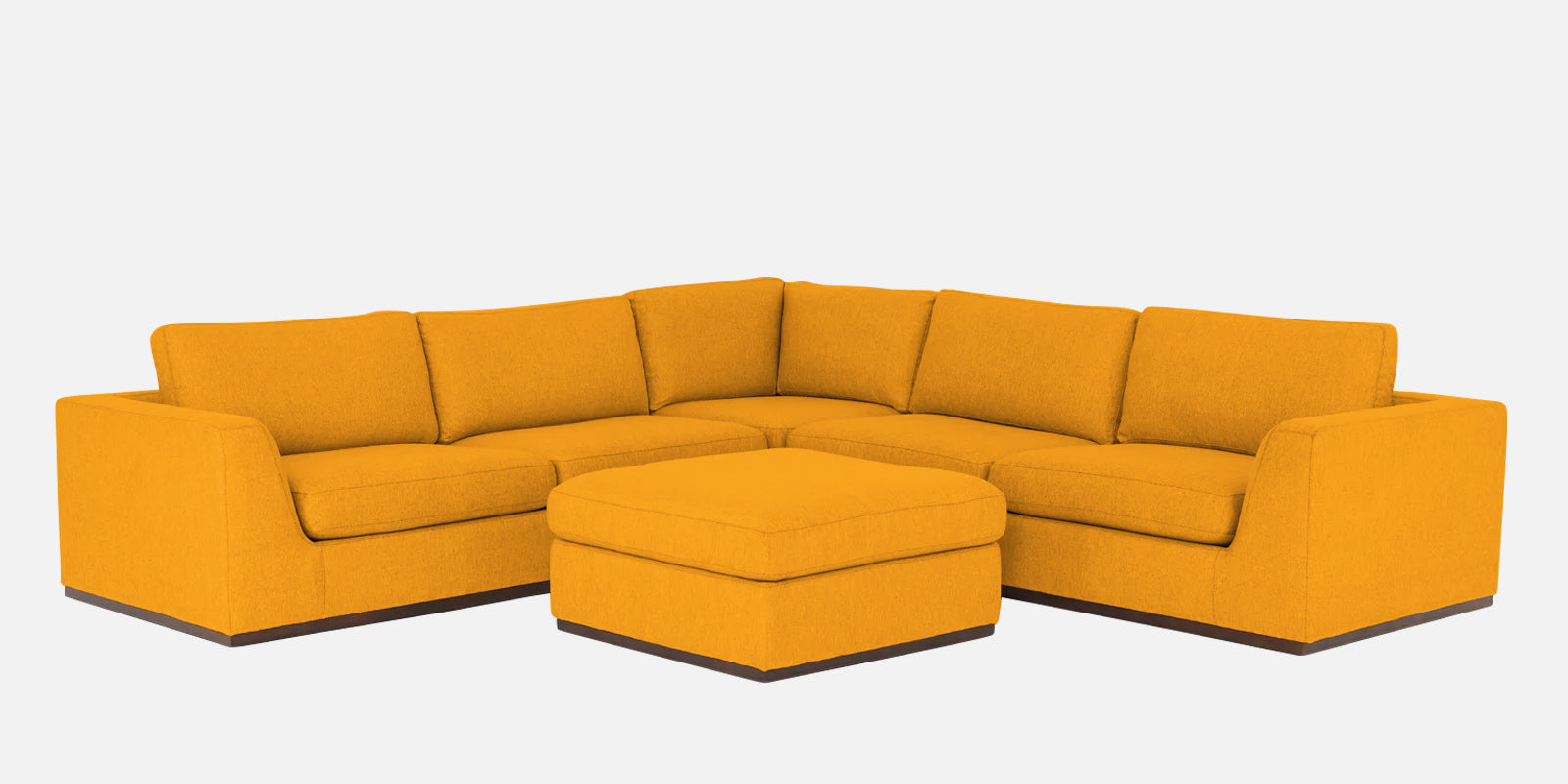 Freedom Velvet 6 Seater LHS Corner Sofa In Safforn Yellow Colour With Ottoman - Febonic Living