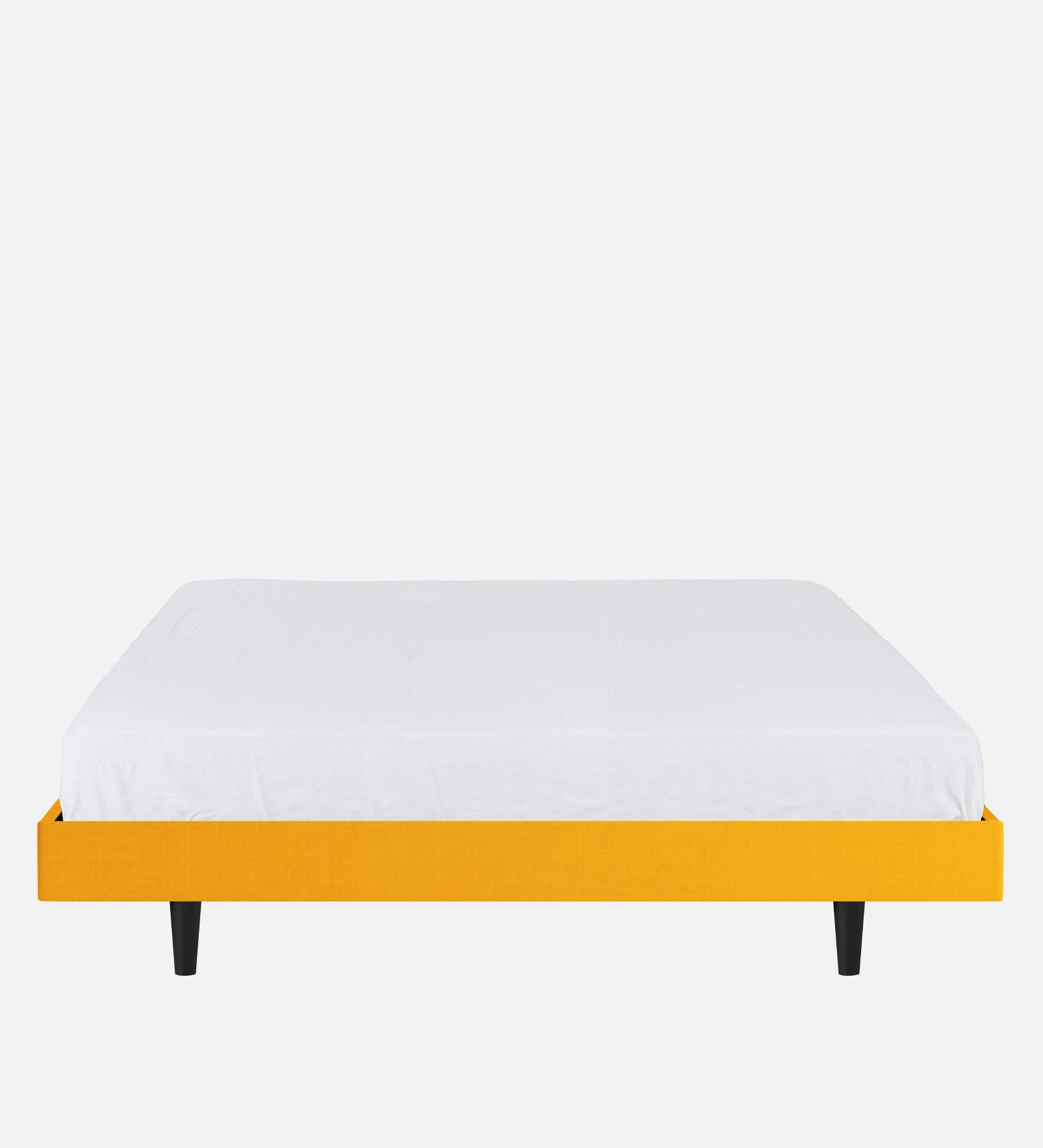 Basi Fabric Queen Size Bed In Bold Yellow Colour - Febonic Living