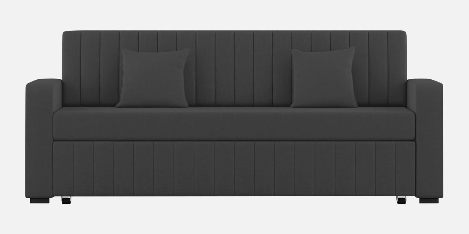 Calra Fabric 3 Seater Pull Out Sofa Cum Bed In Charcoal Grey Colour With Storage - Febonic Living