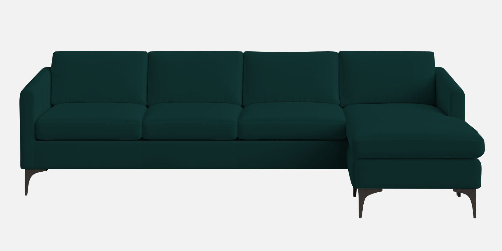 Haru Fabric LHS Sectional Sofa (3+Lounger) In Forest Green Colour - Febonic Living