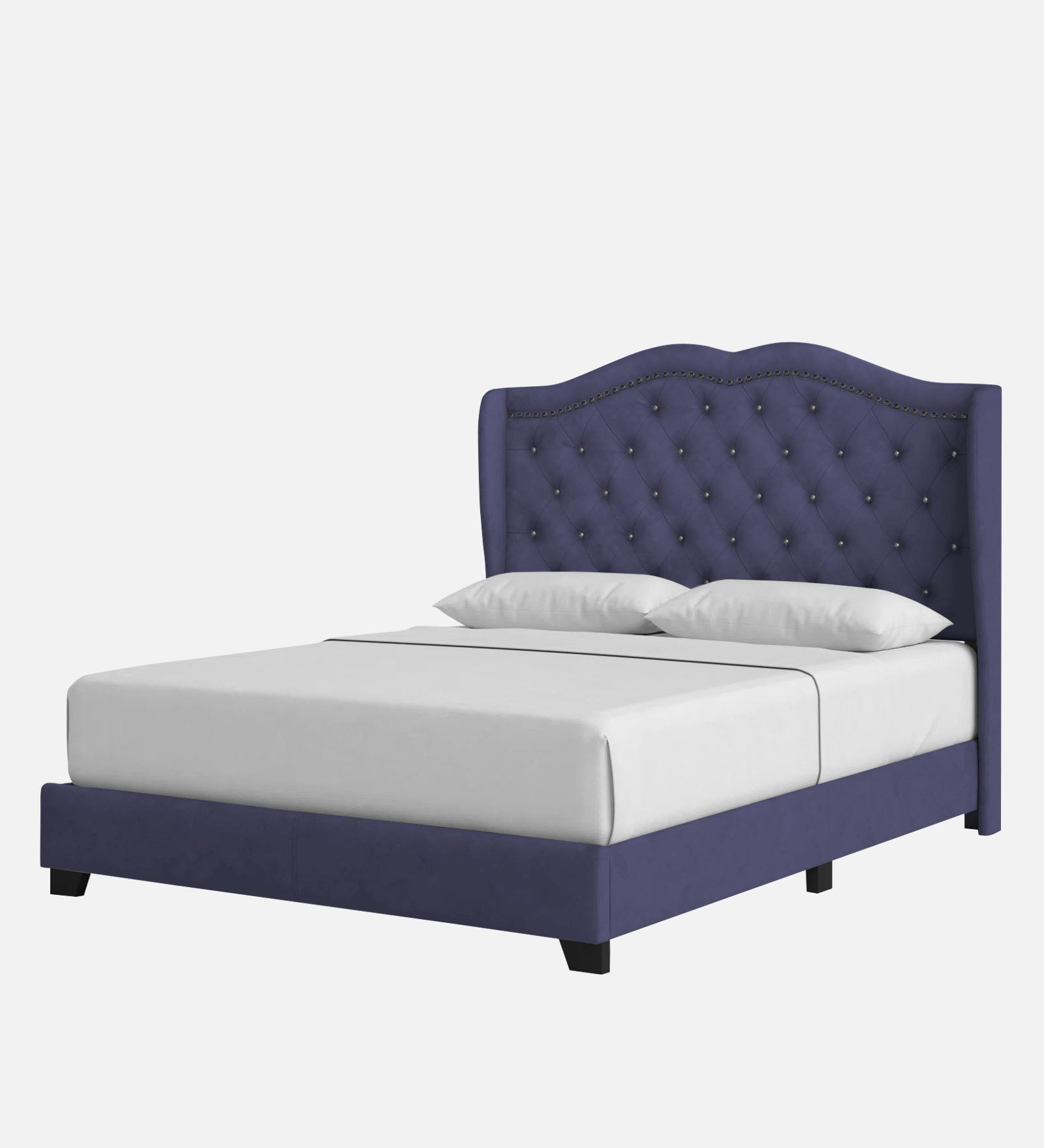 Blake Fabric Queen Size Bed in Slate Blue Colour - Febonic Living