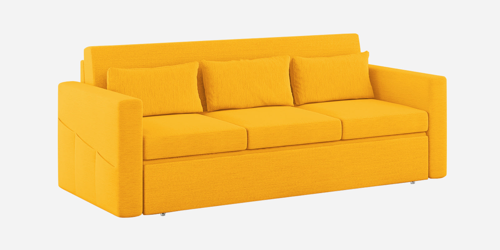 River Fabric 3 Seater Pull Out Sofa Cum Bed In Bold yellow Colour - Febonic Living