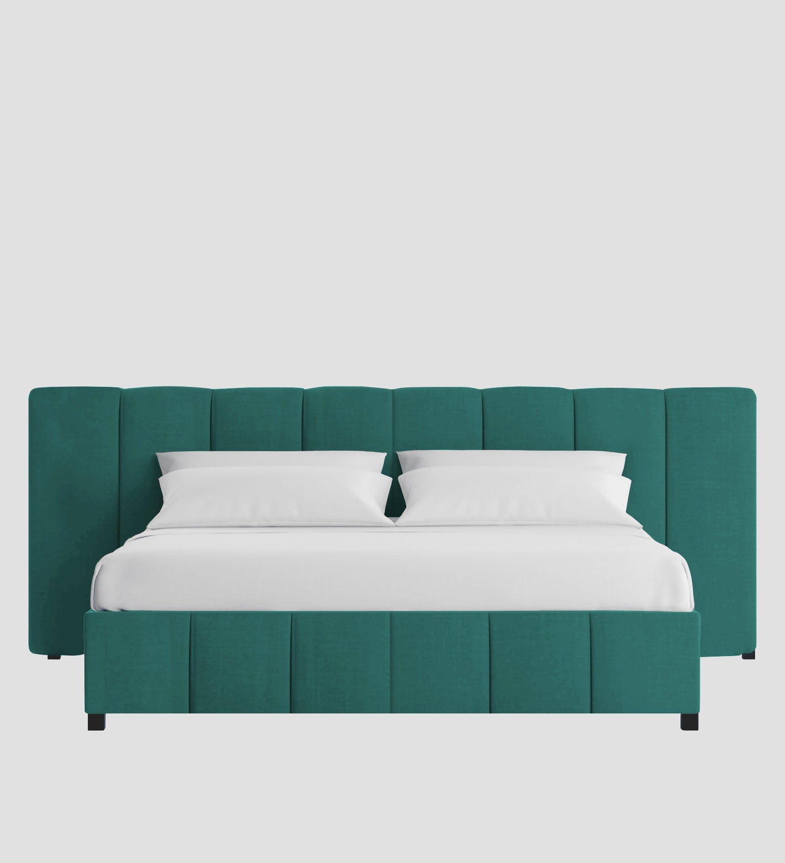 Nora Fabric Queen Size Bed In Sea Green Colour With Box Storage - Febonic Living