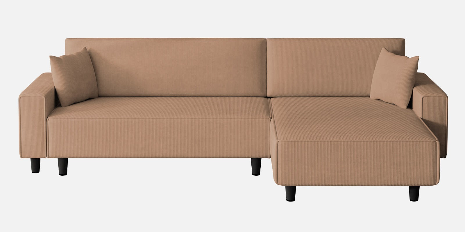 Peach Fabric LHS 6 Seater Sofa Cum Bed With Storage In Cosmic Beige Colour - Febonic Living