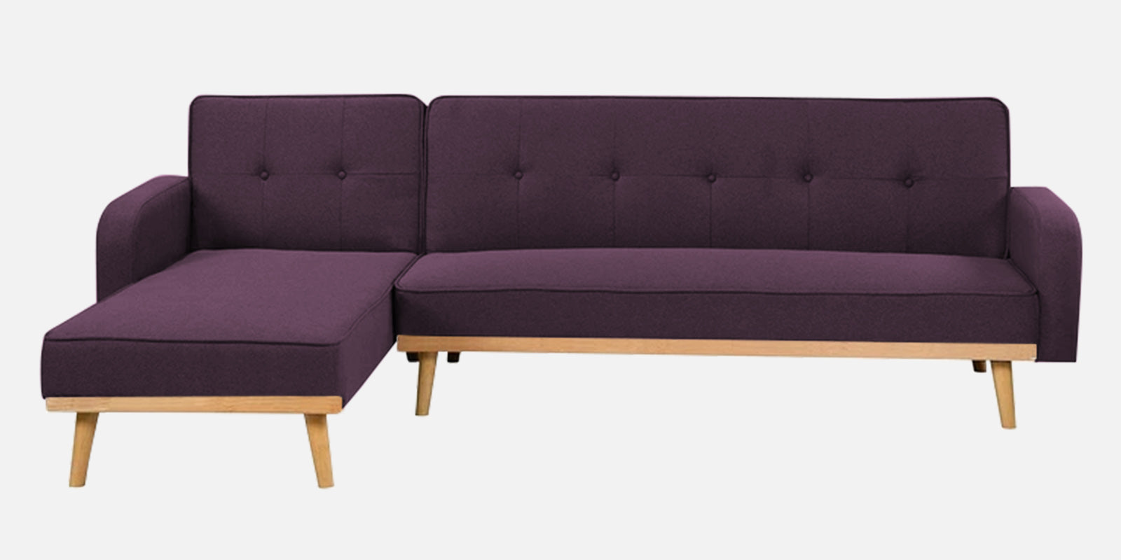 Zuno Fabric RHS Convertible Sofa Cum Bed In Greek Purple Colour - Febonic Living