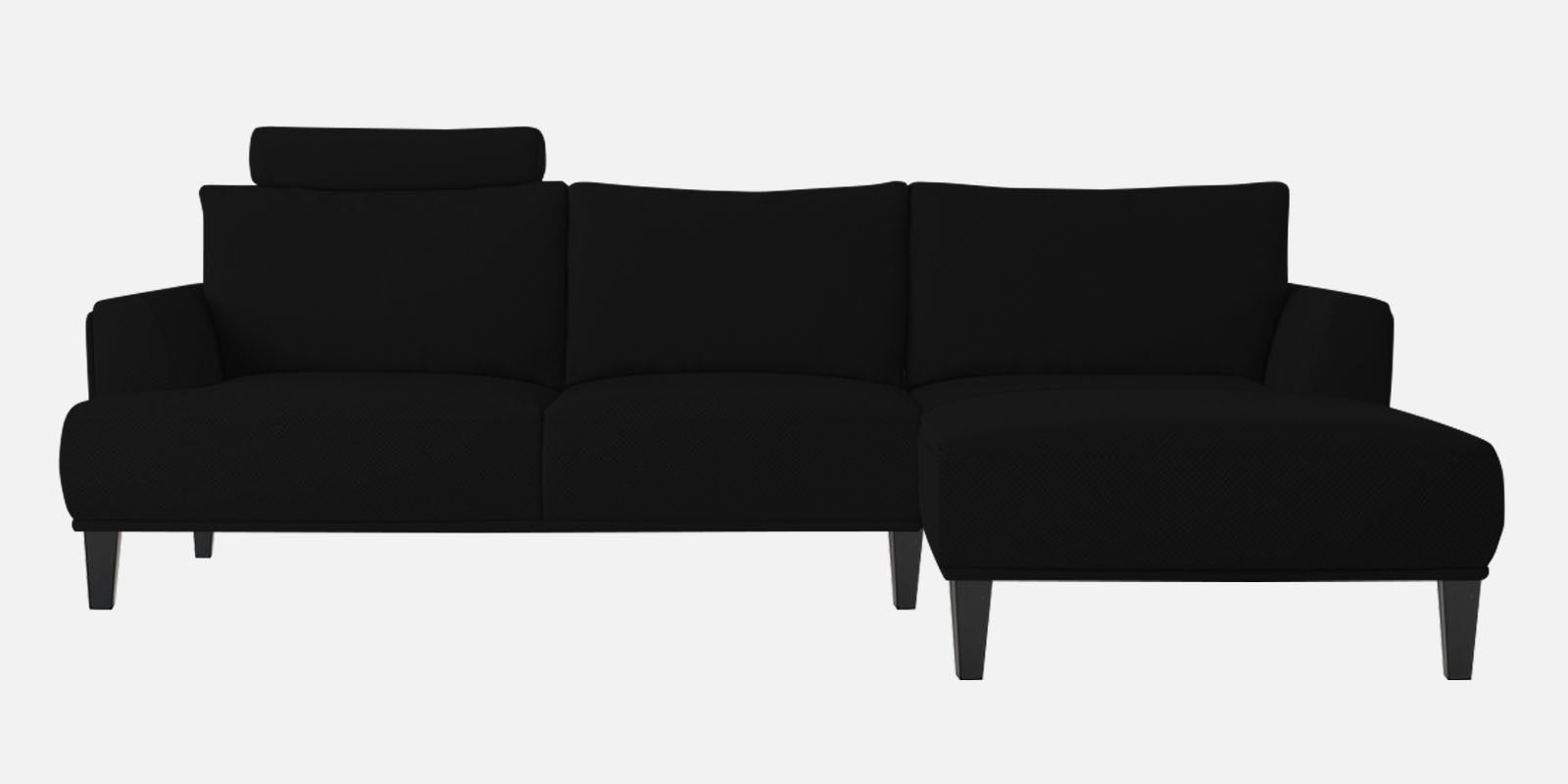 Como Fabric LHS Sectional Sofa (3+Lounger) In Zed Black Colour - Febonic Living