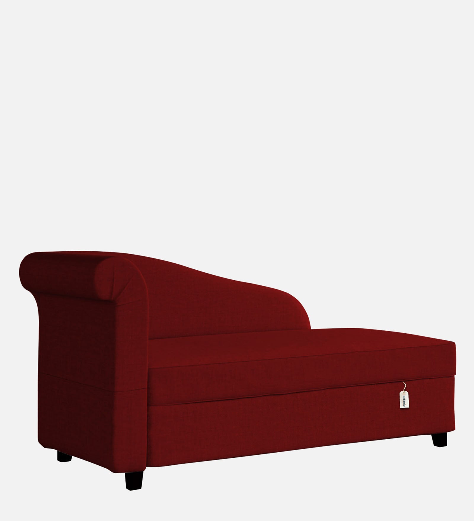 Toppy Fabric RHS Chaise Lounger In Blood Maroon Colour With Storage - Febonic Living