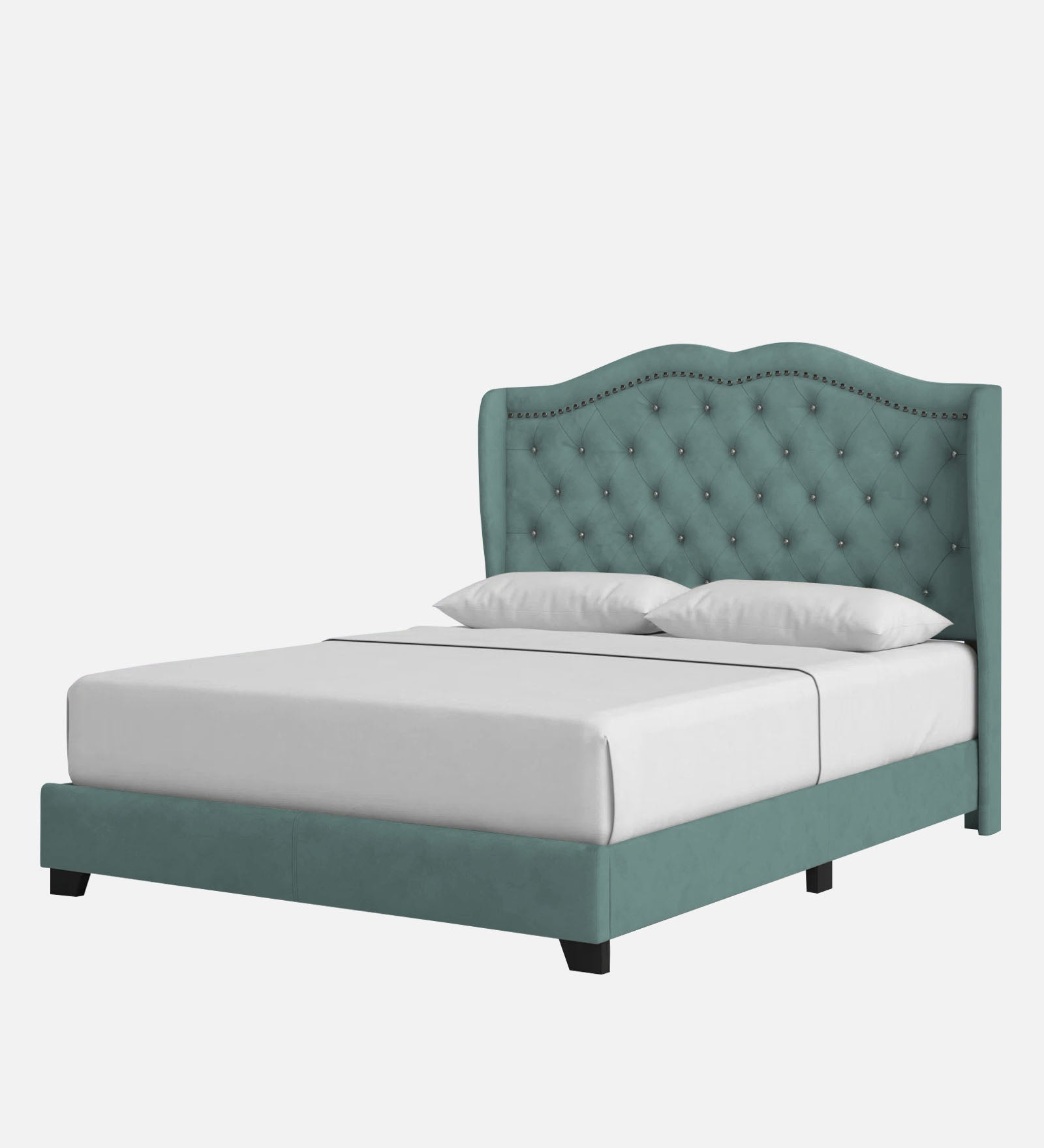 Blake Fabric Queen Size Bed in Suka Blue Colour - Febonic Living