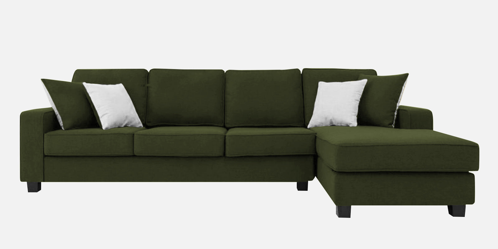 Ladybug Fabric LHS Sectional Sofa (3+Lounger) In Olive Green Colour - Febonic Living