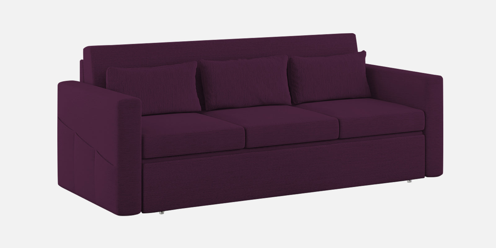 River Fabric 3 Seater Pull Out Sofa Cum Bed In Greek Purple Colour - Febonic Living