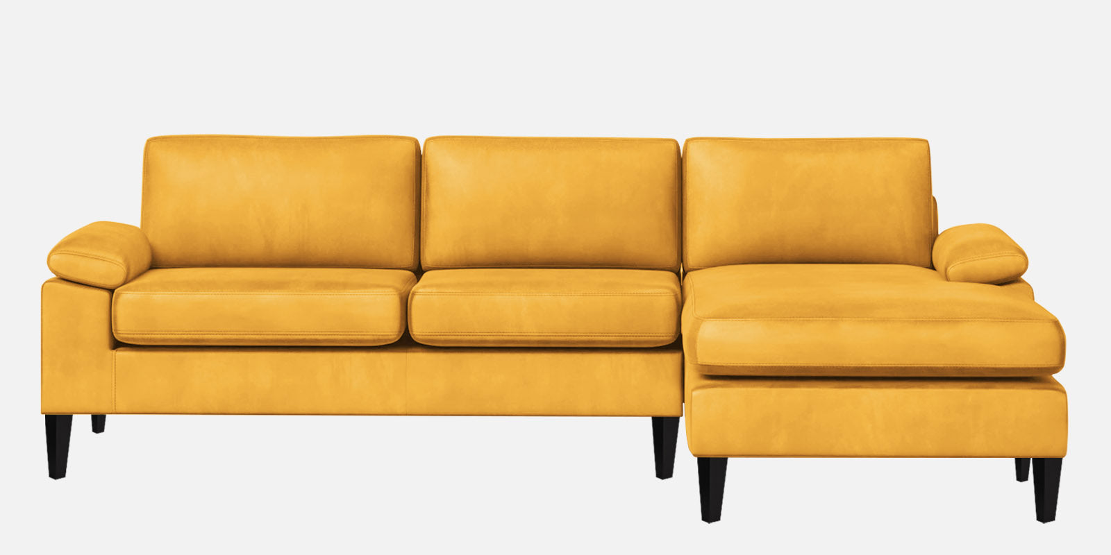 Vegas Velvet LHS Sectional Sofa (3+Lounger) In Turmeric yellow Colour - Febonic Living