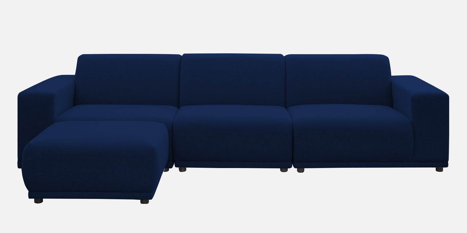 Adam Fabric LHS Sectional Sofa (3+Ottoman Lounger) In Royal Blue Colour - Febonic Living