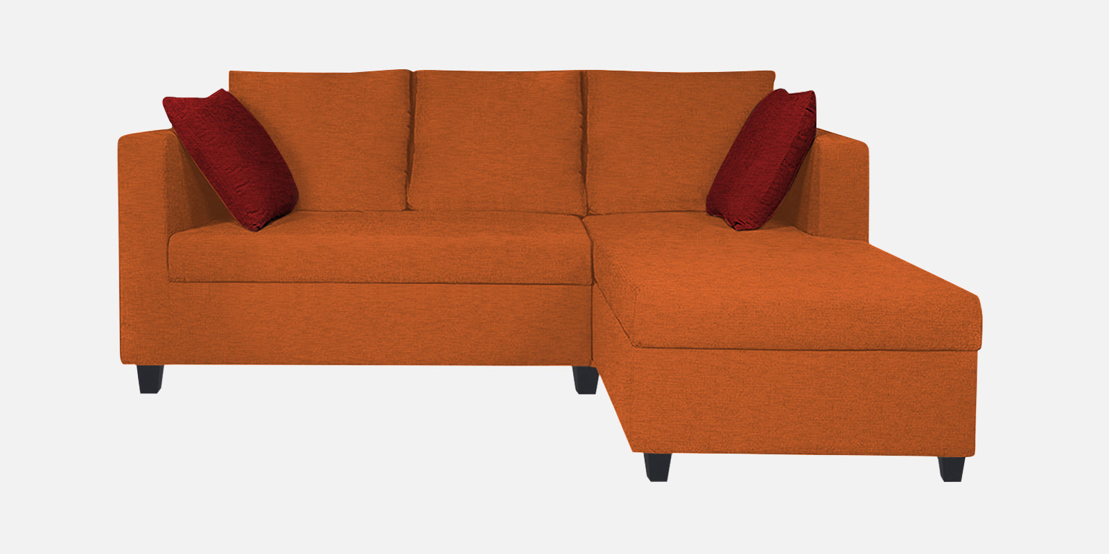 Nebula Fabric LHS Sectional Sofa (2+Lounger) In Vivid Orange Colour - Febonic Living