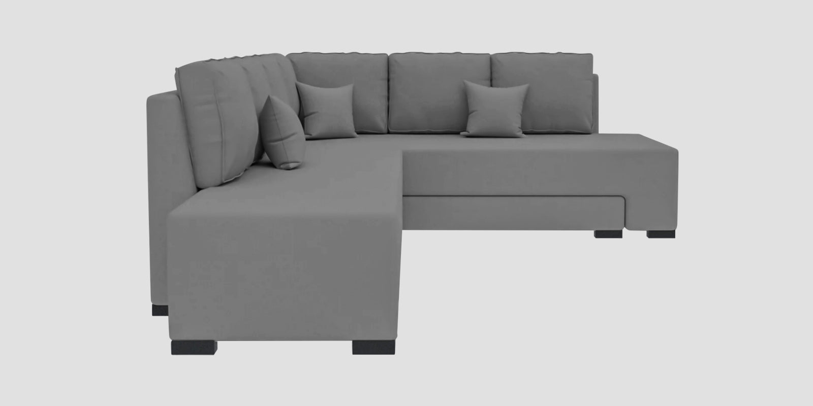 Corby Velvet RHS 6 Seater Convertible Sofa Cum Bed In Light Grey Colour - Febonic Living