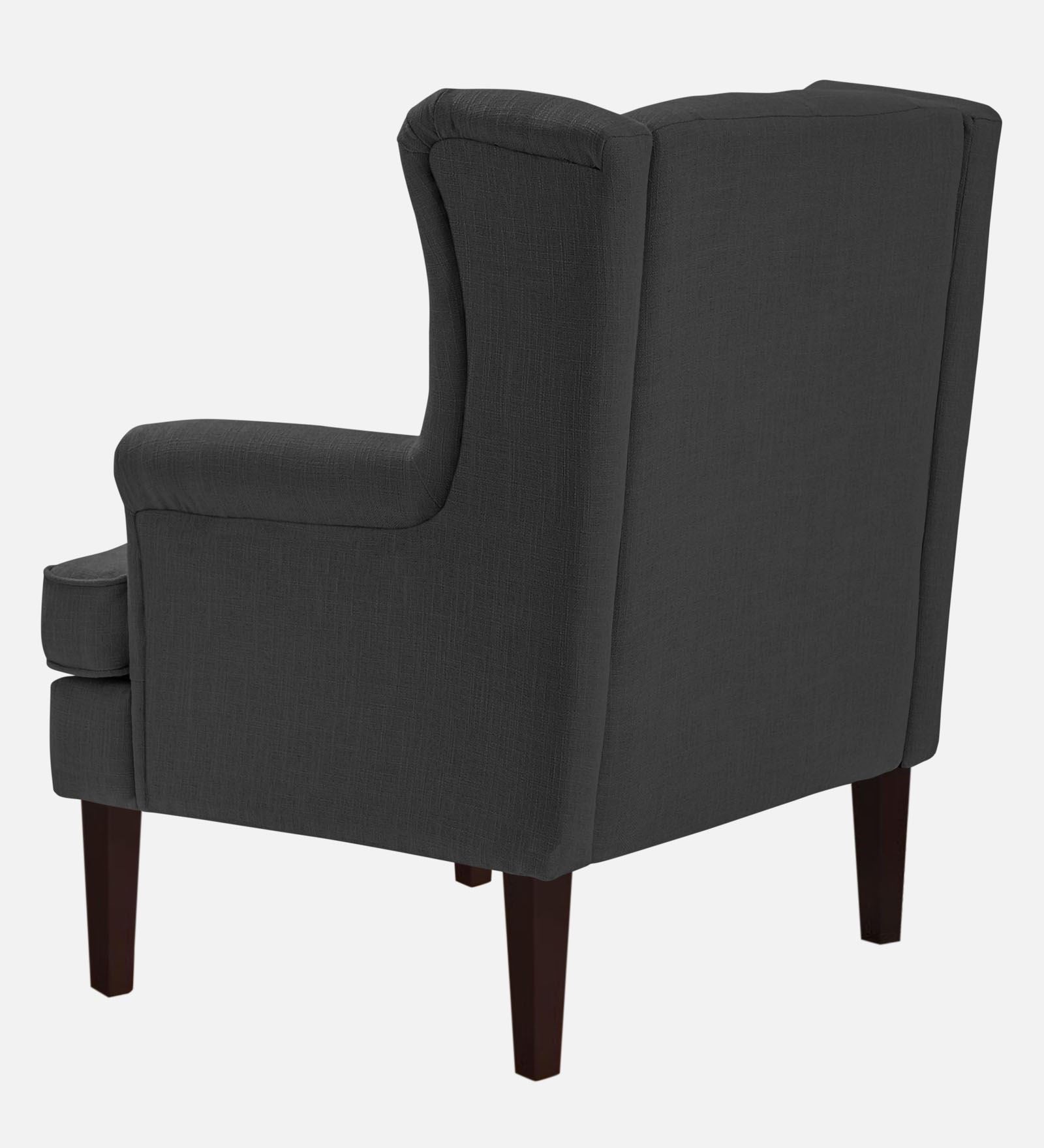 Deyuk Fabric Wing Chair In Charcoal Grey Colour - Febonic Living
