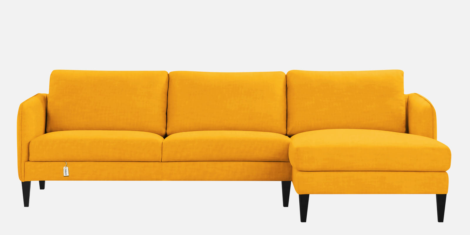 Piku Fabric LHS Sectional Sofa (3+Lounger) In Bold Yellow Colour - Febonic Living