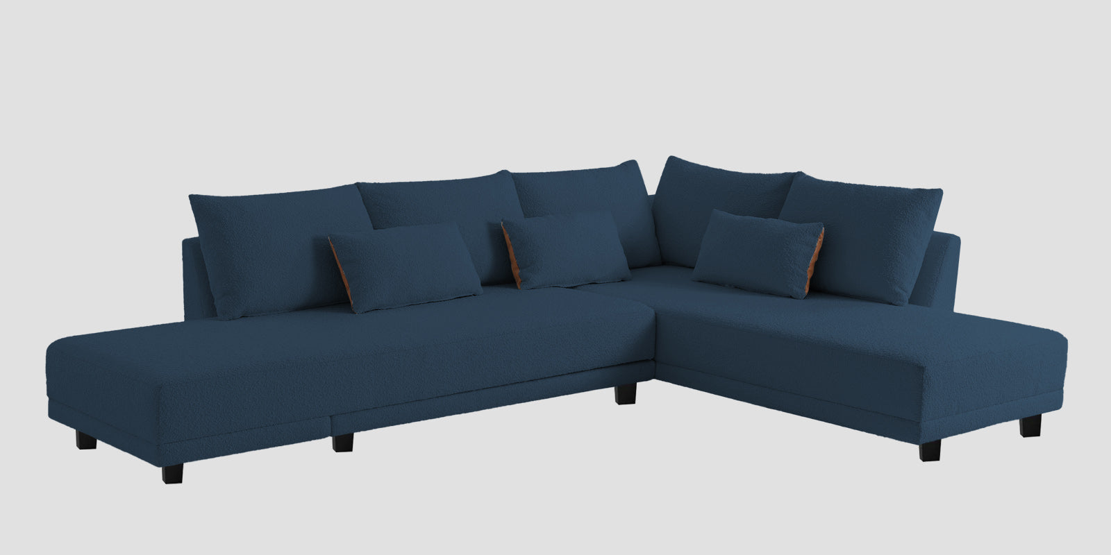 Ira Boucle Fabric LHS 6 Seater Convertible Sofa Cum Bed In Classic Blue Colour - Febonic Living