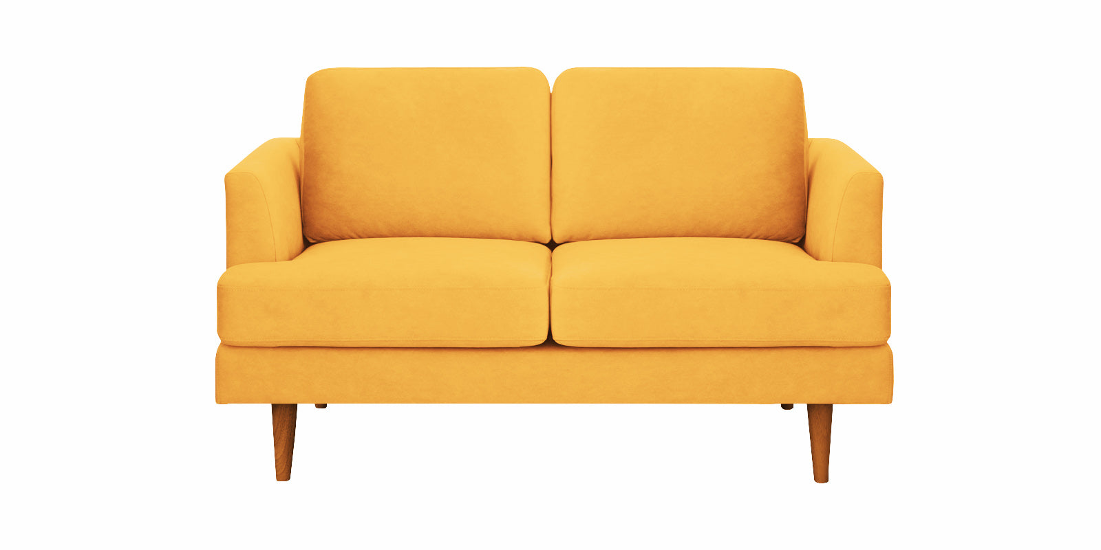 Motra Velvet 2 Seater Sofa In Turmeric yellow Colour - Febonic Living