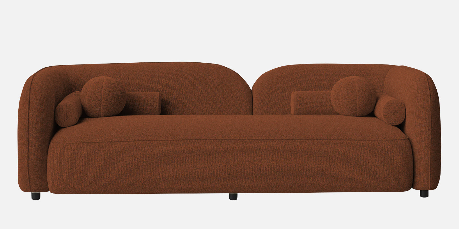 Corny Boucle Fabric 3 Seater Sofa In Rust Orange Colour - Febonic Living
