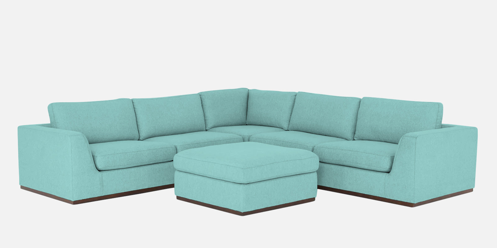 Freedom Velvet 6 Seater LHS Corner Sofa In Barmunda Aqua Colour With Ottoman - Febonic Living