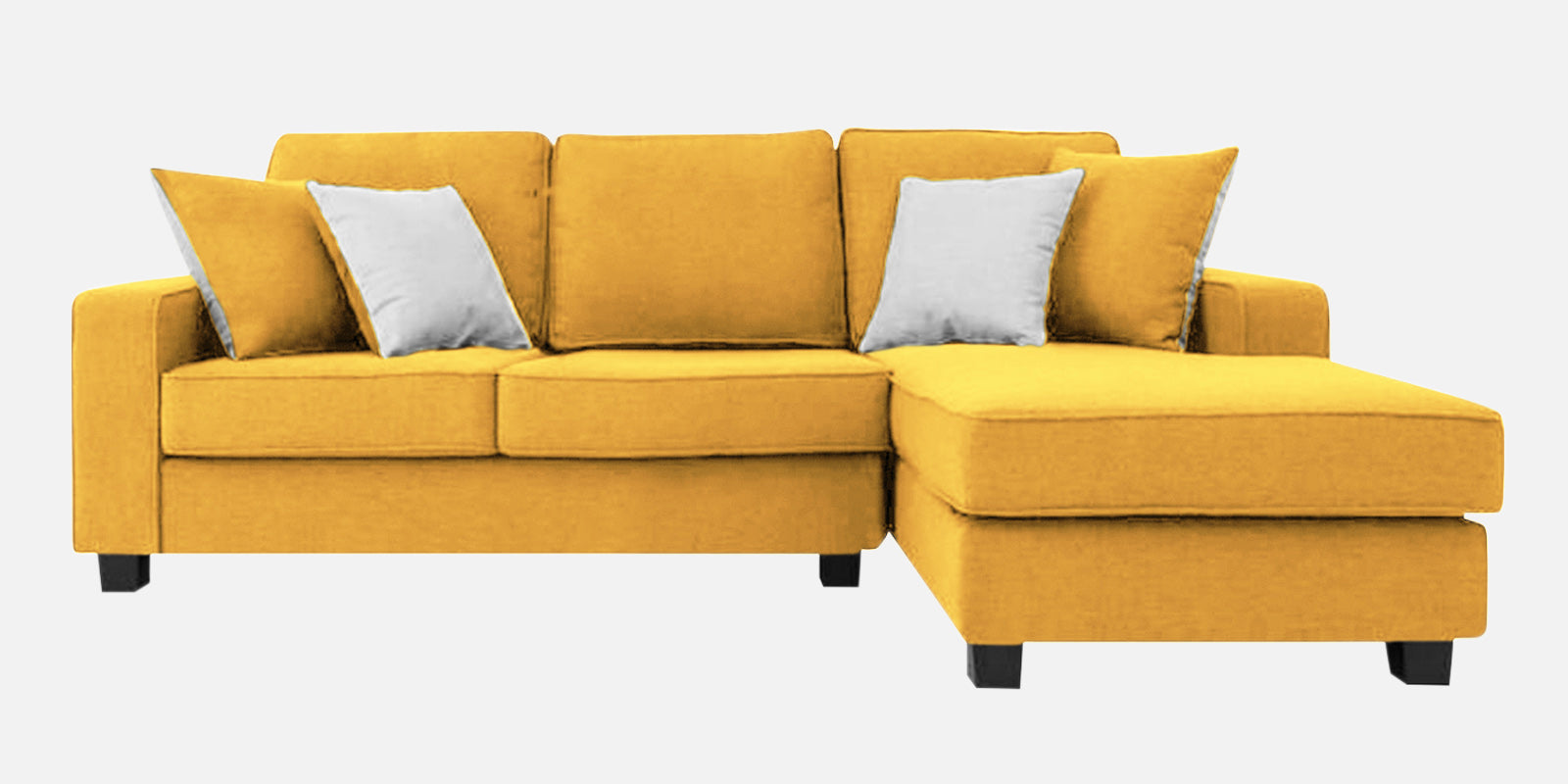 Ladybug Fabric LHS Sectional Sofa (2+Lounger) In Bold Yellow Colour - Febonic Living