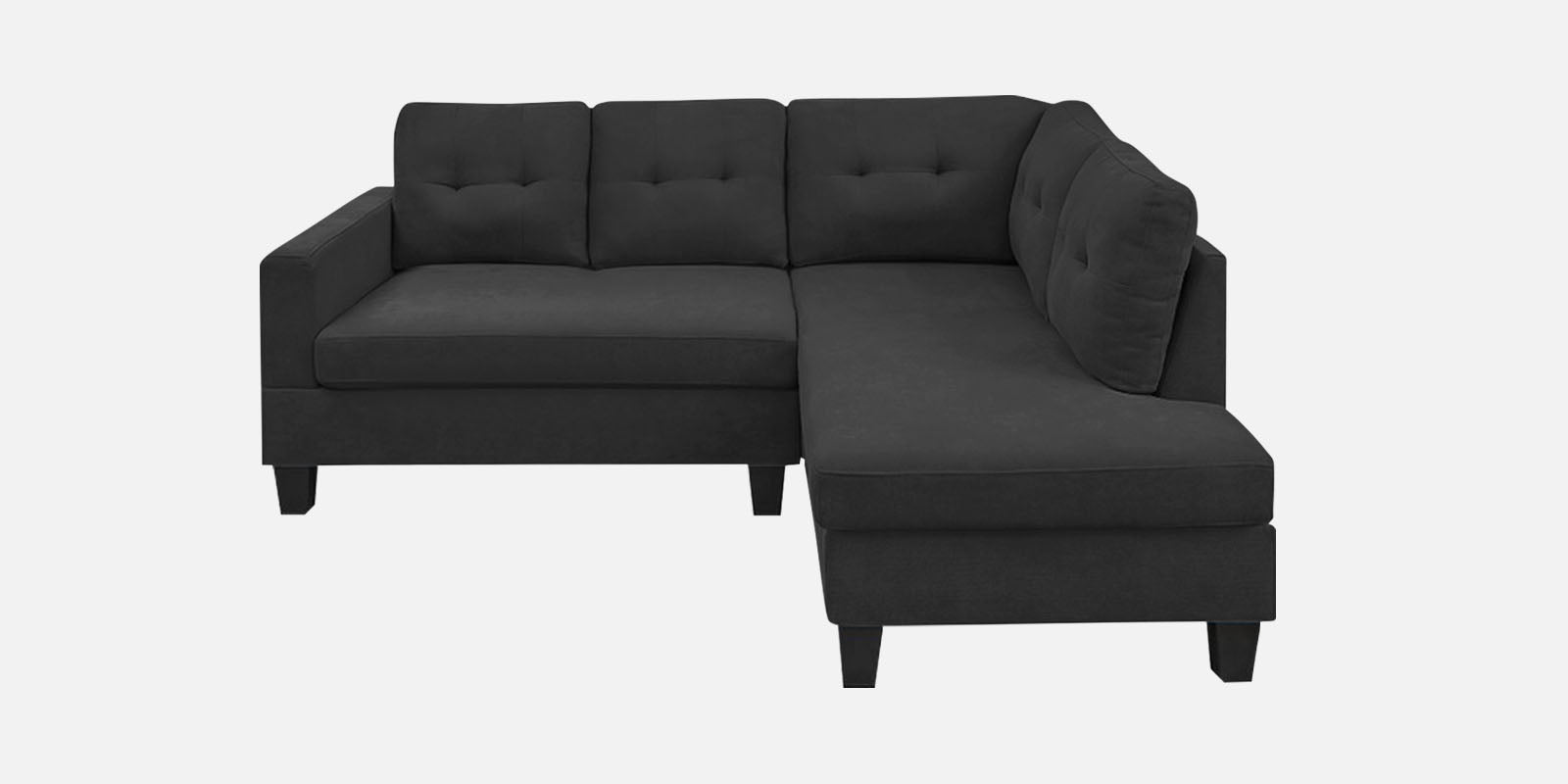 Thomas Fabric LHS Sectional Sofa (2+Lounger) In Charcoal Grey Colour - Febonic Living