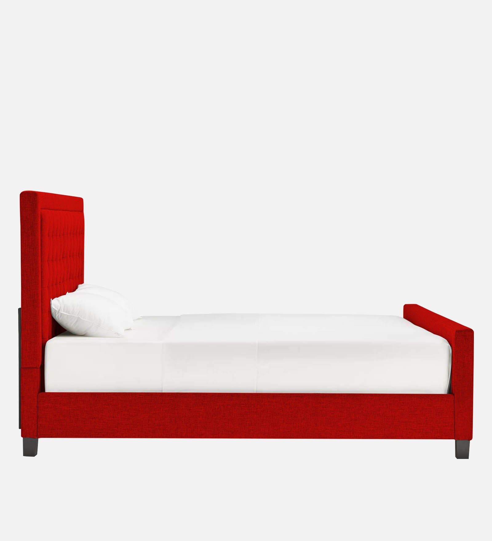 Kaster Fabric Upholstered King Size Bed In Ruby Red Colour - Febonic Living