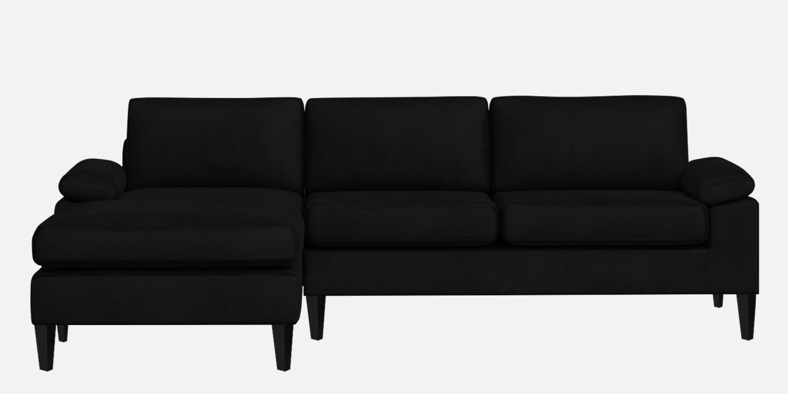 Vegas Velvet RHS Sectional Sofa (3+Lounger) In Adam Black Colour - Febonic Living