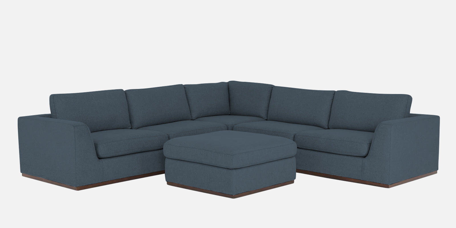Freedom Velvet 6 Seater RHS Corner Sofa In Oxford Blue Colour With Ottoman - Febonic Living
