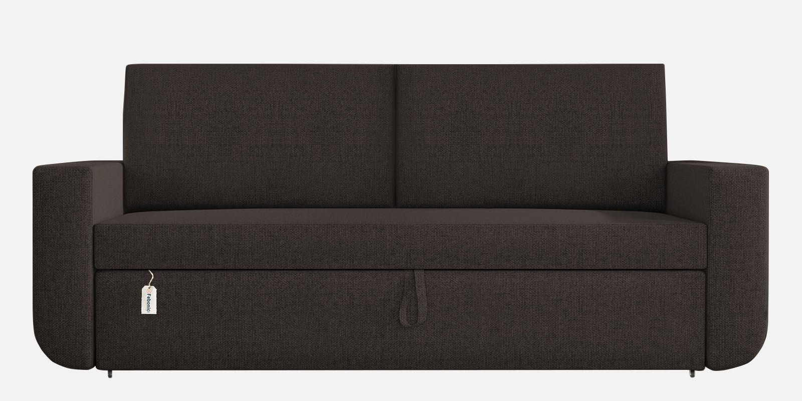 Grace Fabric 3 Seater Pull Out Sofa Cum Bed In Dark Brown Colour With Storage - Febonic Living