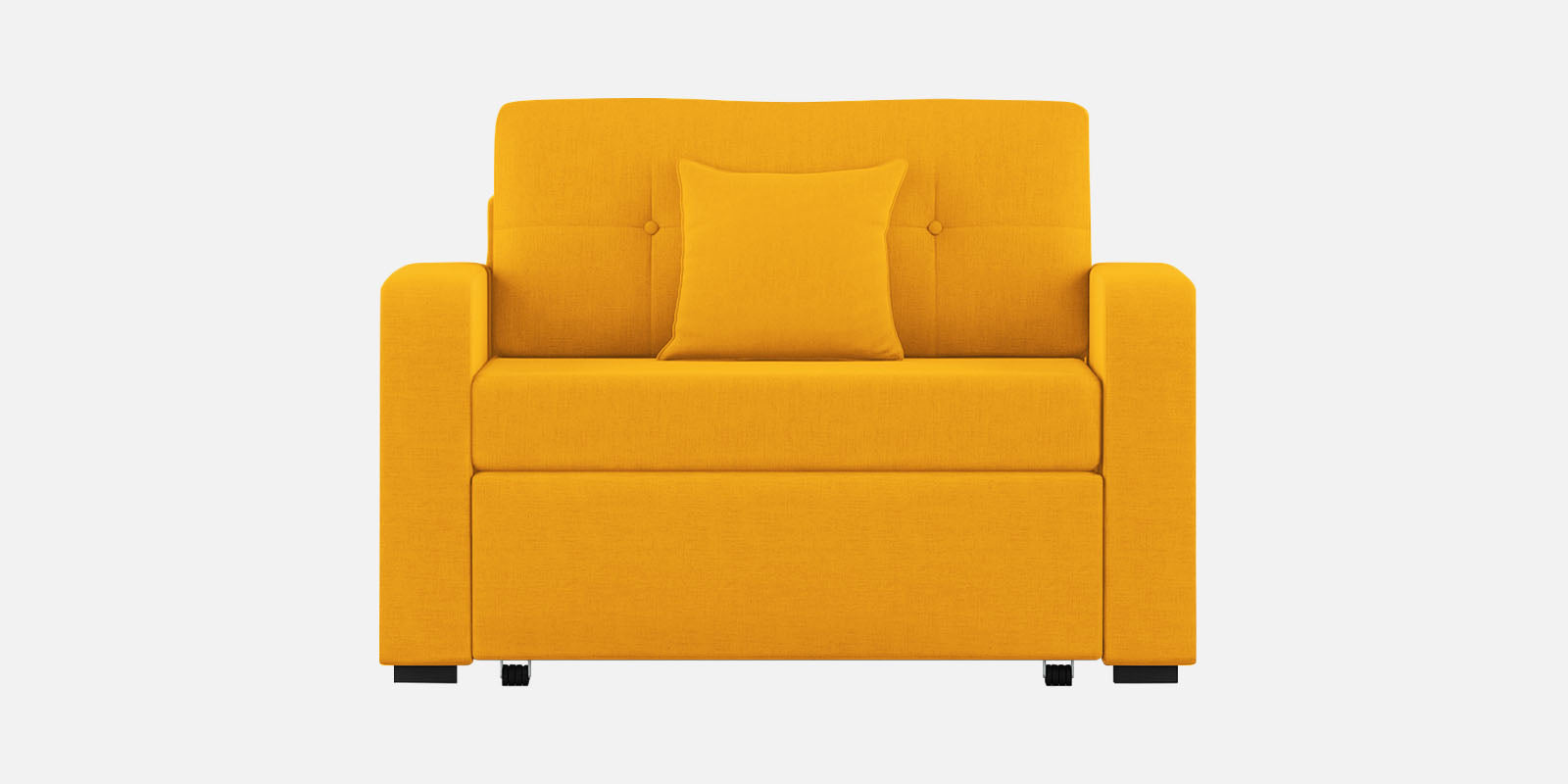 Rocky Fabric 2 Seater Pull Out Sofa Cum Bed In Bold Yellow Colour With Storage - Febonic Living