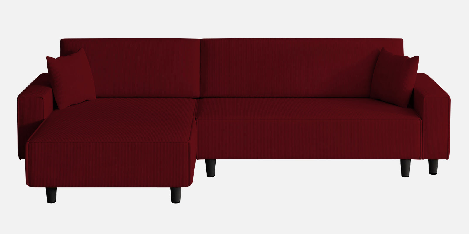 Peach Fabric RHS 6 Seater Sofa Cum Bed With Storage In Ruby Red Colour - Febonic Living