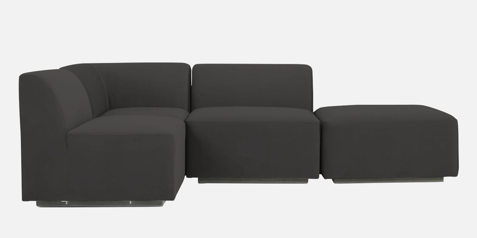 Bufa Velvet RHS Sectional Sofa In Hory Grey Colour With Ottoman - Febonic Living