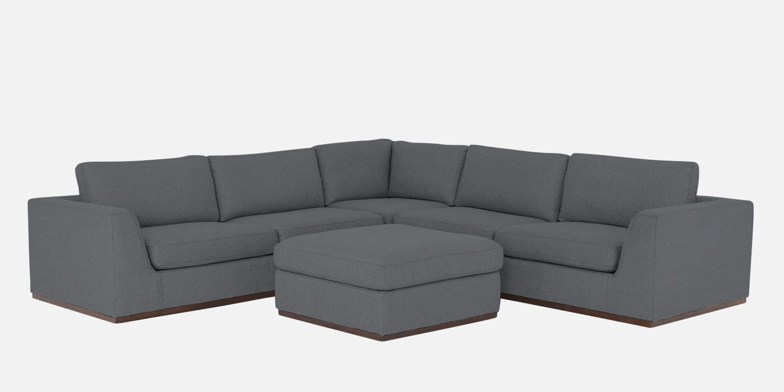 Freedom Velvet 6 Seater LHS Corner Sofa In Pubble Grey Colour With Ottoman - Febonic Living
