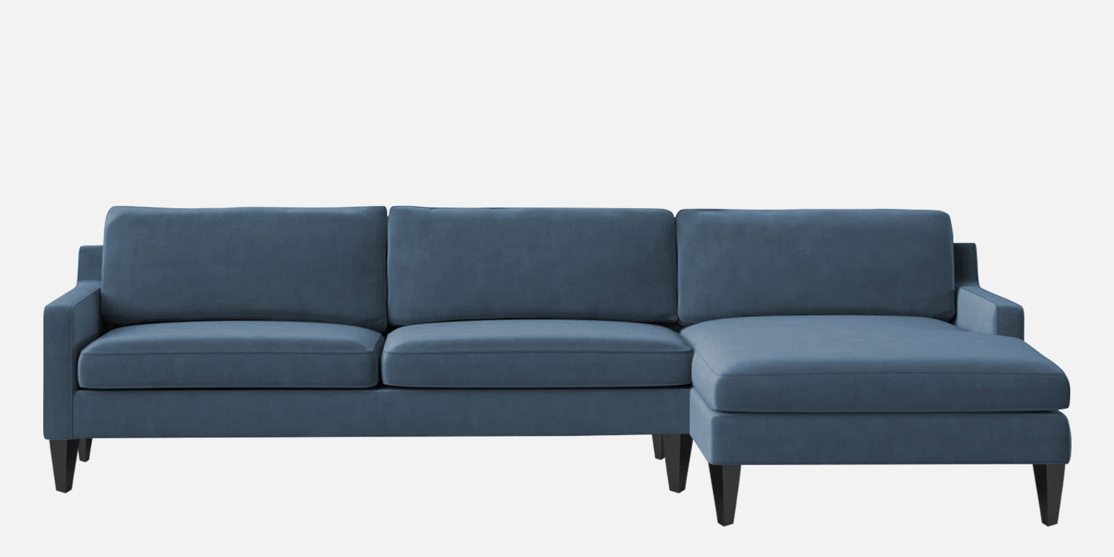 Jones Velvet LHS Sectional Sofa (3+Lounger) In Oxford Blue Colour - Febonic Living