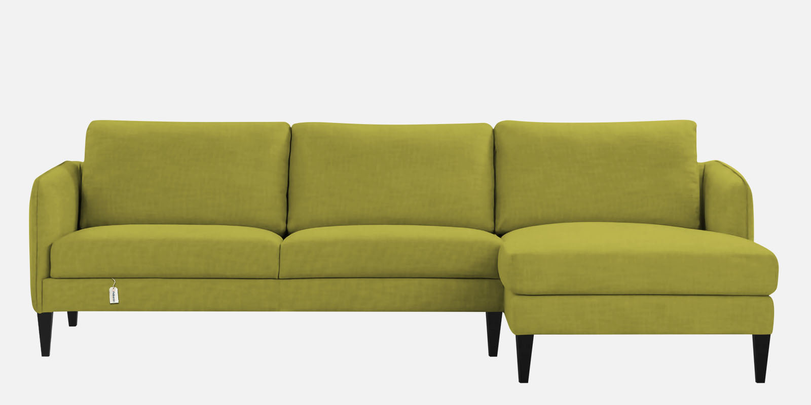 Piku Fabric LHS Sectional Sofa (3+Lounger) In Parrot Green Colour - Febonic Living