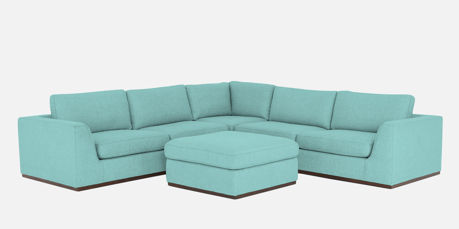Freedom Velvet 6 Seater RHS Corner Sofa In Barmunda Aqua Colour With Ottoman - Febonic Living