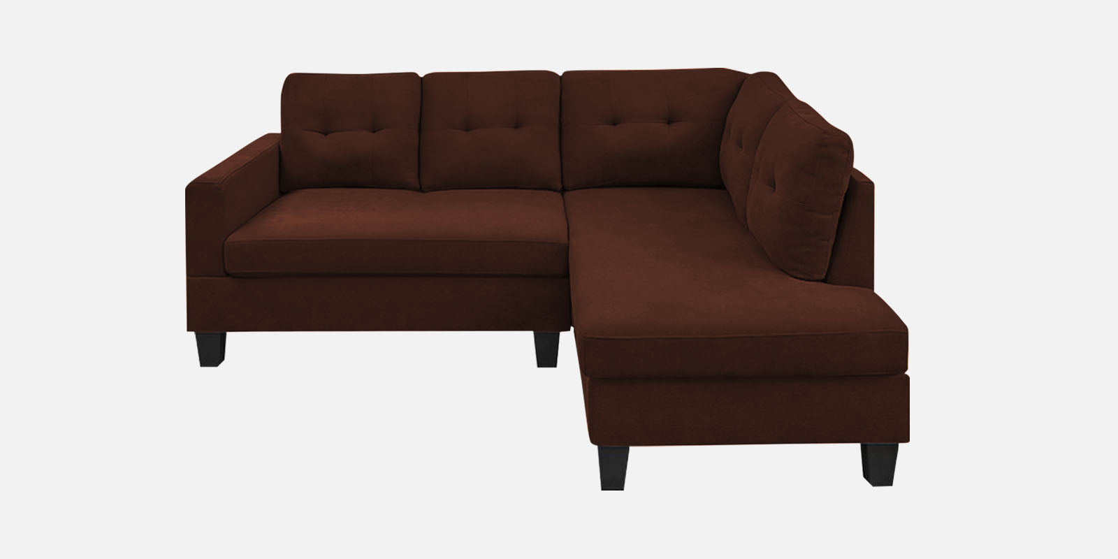 Thomas Fabric LHS Sectional Sofa (2+Lounger) In Coffee Brown Colour - Febonic Living